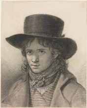 Self-Portrait in a Hat, c. 1790. Anne-Louis Girodet de Roucy-Trioson (French, 1767-1824). Black