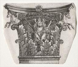 Base and Capital with Figure of Fame and Winged Horses (capital), c. 1525-1550. Master G. A. with