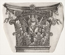Base and Capital with Figure of Fame and Winged Horses, c. 1525-1550. Master G. A. with the