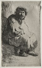Beggar Seated on a Bank, 1630. Rembrandt van Rijn (Dutch, 1606-1669). Etching; sheet: 11.8 x 7 cm