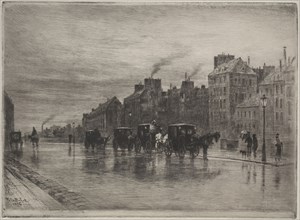 A Winter Morning on the Quai de L'Hotel-Dieu, 1876. Félix Hilaire Buhot (French, 1847-1898).