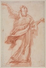 Saint Stephen in Ecstasy, second third 1700s. Edmé Bouchardon (French, 1698-1762). Red chalk;