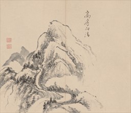 Double Album of Landscape Studies after Ikeno Taiga, Volume 1 (leaf 34), 18th century. Aoki Shukuya