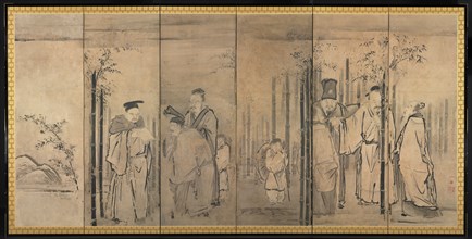 Seven Sages of the Bamboo Grove; Four Elders of Mt. Shang, 1600s. Kano Tan’yu (Japanese, 1602-1674)
