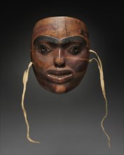 Face Mask, mid-1800s. Northwest Coast, Tlingit, 19th century. Alderwood; overall: 21.4 x 17.2 x 8.9