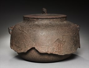 Kettle with Crane Design, 1392-1573. Japan, Muromachi Period (1392-1573). Iron; diameter: 30.4 cm
