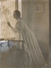 At the Window, 1896. Clarence H. White (American, 1871-1925). Platinum print with watercolor and