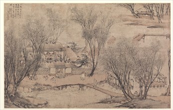 New Year's Day in a Village at Stone Lake, 1609. Li Shida (Chinese, c. 1549-c. 1621). Album leaf,