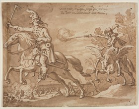 Death on Horseback Chasing a Flying Knight, 1631. Sebastian Vrancx (Flemish, 1573-1647). Pen and