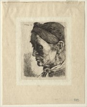 Head of a Peasant Woman, 1874. Wilhelm Maria Hubertus Leibl (German, 1844-1900). Etching