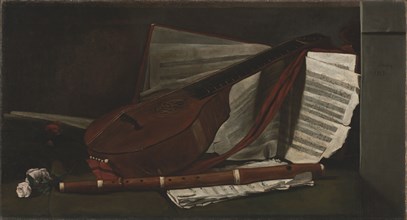 Attributes of Music, 1863. François Bonvin (French, 1817-1887). Oil on fabric; unframed: 62.6 x 116