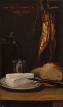 Still Life with Herring, Bread, and Cheese, 1858. Alexandre-Gabriel Decamps (French, 1803-1860).