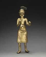 Ascetic Holding a Skull, c. 500. China, Northern Wei dynasty (386-534). Gilt bronze; overall: 19.4