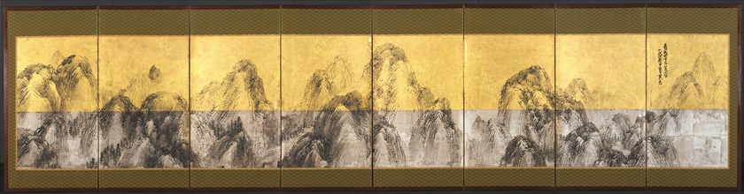 Seventy-two Peaks Against the Blue Sky, 1785. Matsumura Goshun (Japanese, 1752-1811). Eight-panel