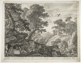 Landscape with Sts. Paul and Anthony. Herman van Swanevelt (Dutch, c. 1600-1655). Etching and