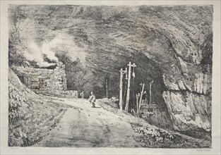 A Series of Ancient Buildings and Rural Cottages in the North of England:  Peak Cavern, 1821.