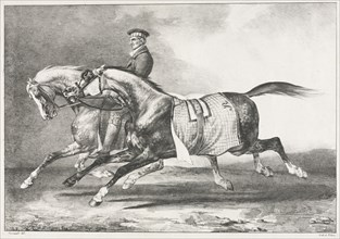 Two Dappled Horses Exercising, 1822. Théodore Géricault (French, 1791-1824). Lithograph