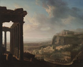 Ruins of an Ancient City, c. 1810 - 1820. John Martin (British, 1789-1854). Oil on paper, mounted