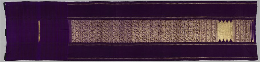 Sari, 1800s. India, Benares, 19th century. Silk and gold brocade; overall: 466.5 x 109.8 cm (183