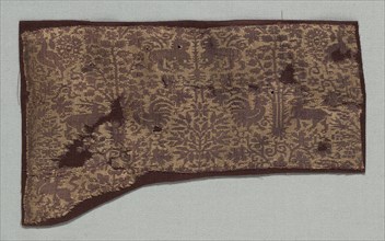 Fragment with Small-Scale Design, c. 1360-1390. Italy, 14th century. Lampas weave, silk; overall: