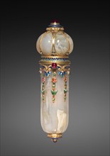 Perfume Vial, c. 1900. Tecla Firm (French). Agate with enamel, gold, rubies; overall: 8.3 x 2.5 cm