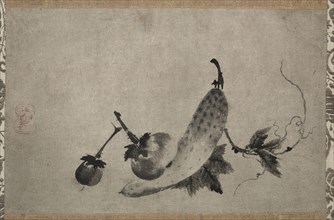 Cucumbers and Eggplant, 1500s. Yamada Doan (Japanese, 1571). Hanging scroll; ink on paper; painting