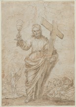 Christ Holding a Chalice and Cross, 1666. Alonso Cano (Spanish, 1601-1667). Pen and brown ink and