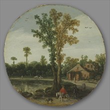Travelers by a Lake, 1625. Van de Velde Esaias (Dutch, 1587-1630). Oil on wood; framed: 33.5 x 33.5