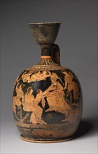 Squat Lekythos, c. 420-410 BC. Attributed to Meidias Painter (Greek). Earthenware with slip