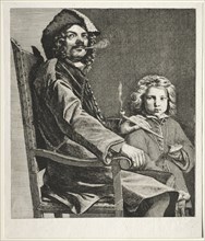 Man Smoking a Pipe and a Small Boy, c. 1660. Michael Sweerts (Dutch, 1618-1664). Etching and