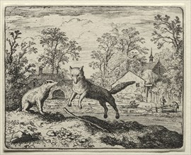 Reynard the Fox:  Reynard Doing Penance. Allart van Everdingen (Dutch, 1621-1675). Etching