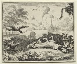 Reynard the Fox:  Reynard Feigns Death. Allart van Everdingen (Dutch, 1621-1675). Etching