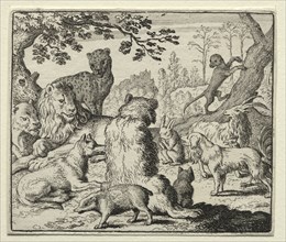 Reynard the Fox:  Lion Orders Search for Reynard. Allart van Everdingen (Dutch, 1621-1675). Etching