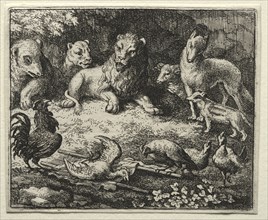 Reynard the Fox:  The Complaint of the Cock. Allart van Everdingen (Dutch, 1621-1675). Etching