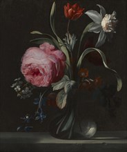 Flowers in a Vase, c. 1669. Simon Verelst (Dutch, 1644-1721). Oil on wood; framed: 41 x 37 x 5 cm