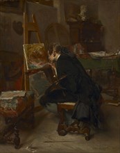 A Painter, 1855. Ernest Meissonier (French, 1815-1891). Oil on mahogany; framed: 39 x 33.5 x 6.5 cm