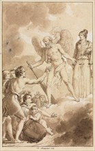 Allegory, 1818. Charles Abraham Chasselat (French, 1782-1843). Pen and black ink and brush and