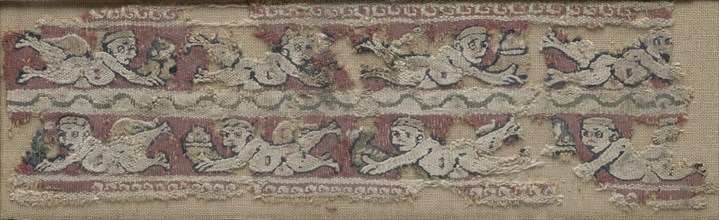 Fragment of a Sleeve Band with Floating Erotes, 600s - 700s. Egypt, 7th - 8th century. Tapestry;