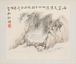 Album of Landscape Paintings Illustrating Old Poems: A Man Lies in a Bamboo Grove, 1700s. Hua Yan