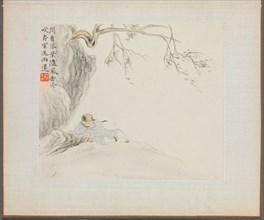 Album of Landscape Paintings Illustrating Old Poems: A Man Reclines beneath an Overhanging Branch,