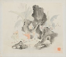 Album of Landscape Paintings Illustrating Old Poems: Children Play in a Rocky Grove, 1700s. Hua Yan