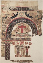 Hanging with Christian Images, 500s. Egypt, Byzantine period, 6th century. Plain weave (tabby) with