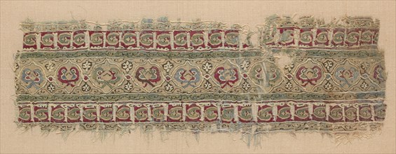 Fragment of Tiraz-Style Textile, 1100s. Egypt, Fatimid period, 12th century. Tabby ground with