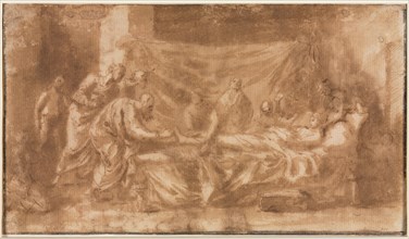 Extreme Unction (recto), 1643-1644. Nicolas Poussin (French, 1594-1665). Pen and brown ink and