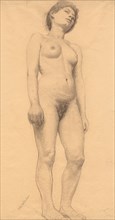 Standing Female Nude, probably 1878-79. Otto H. Bacher (American, 1856-1909). Charcoal; sheet: 61 x