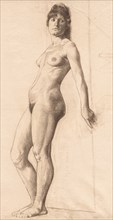 Standing Nude Model. Otto H. Bacher (American, 1856-1909). Charcoal;