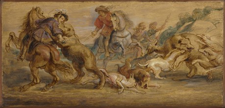 Study for "The Bear Hunt" (for the Alcázar, Madrid), c. 1639. Peter Paul Rubens (Flemish,