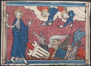 Miniature from a Manuscript of the Apocalypse: The Fall of Babylon, c. 1295. France, Lorraine, 13th