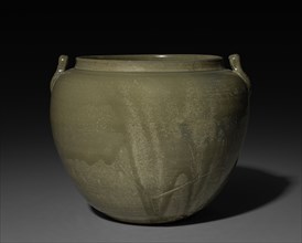 Jar with Handles: Yue ware, c. 800s. China, Tang dynasty (618-907). Gray stoneware with iron glaze;