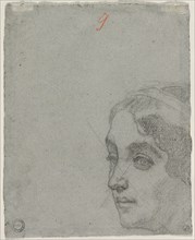 Head of a Woman (verso), c. 1857. Thomas Couture (French, 1815-1879). Black chalk; crossed out in